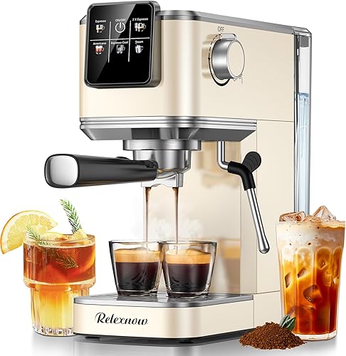 Máquina de café expreso, 20 bares, espumador de leche y panel LCD, máquina de café caliente y helado, máquina de café espresso de acero inoxidable