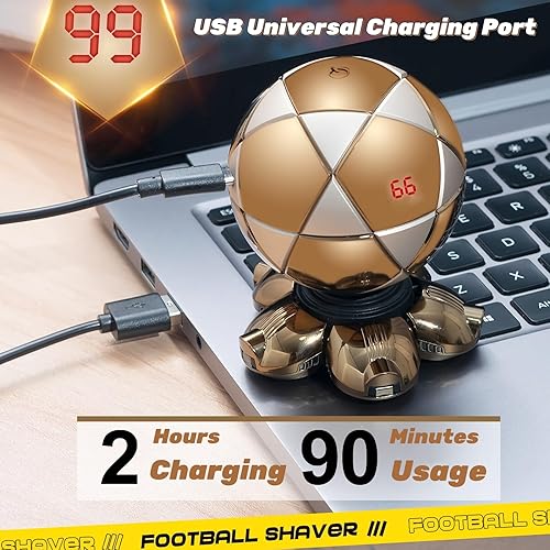 Miniatura 6 de Afeitadora eléctrica 6D para hombres, afeitadora giratoria impermeable IPX7 para mojadoseco, afeitadora recargable inalámbrica, kit de aseo 6 en 1