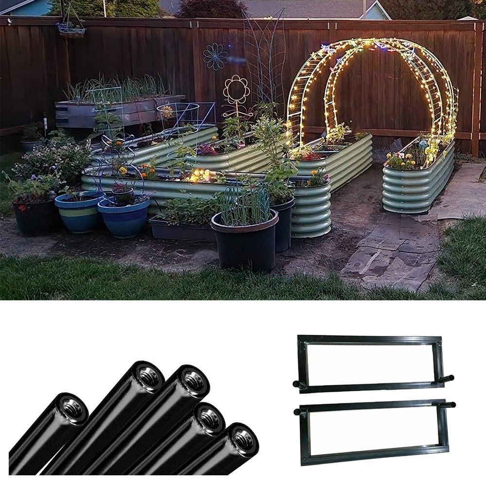 Łuk pergoli ogrodowej, czarny łuk ślubny, metalowa pergola, dekoracja zewnętrzna, regulowany rozmiar 350 x 220 cm, idealny na pnącza i imprezy, łuk