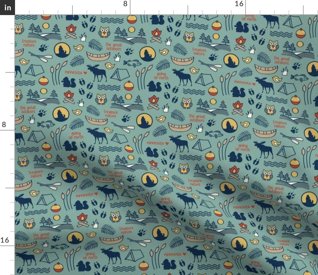 Spoonflower Fabric - Nature Wildlife Outdoors Camping Park Recreation Printed on Petal Signature Cotton Fabric by The Yard - Sewing Quilting Apparel Crafts Decor