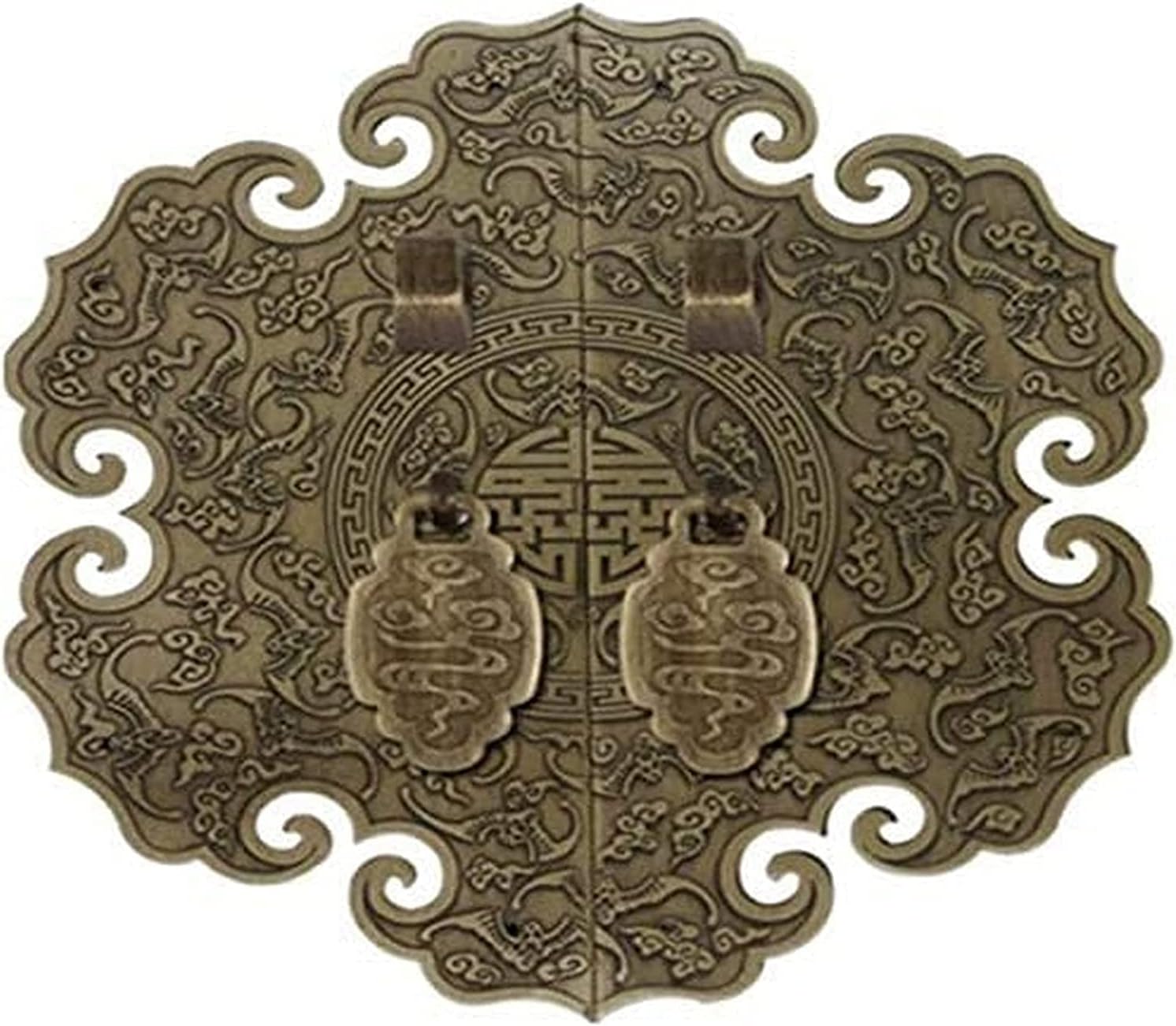 Classical Door Handle Knocker Chinese Handle Wardrobe Door Handle Antique Handle Furniture Handle Cabinet face Plate Knob Antique Door Handle 15cm Closet Door (Color : Large)