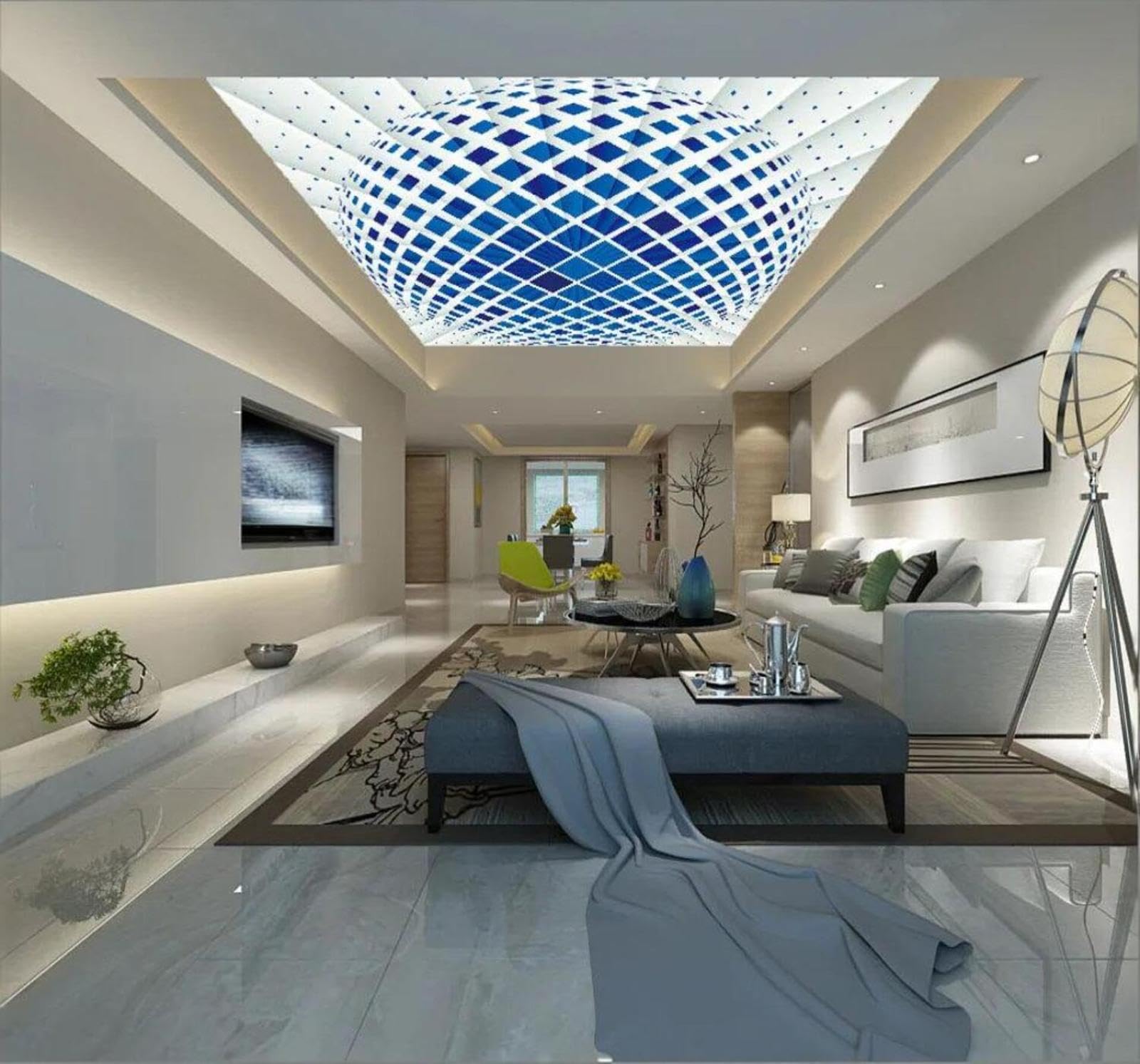 Abstract Three Dimensional Blue Sphere Unique 3D Wallpaper Easy Install Feature Office Living Room Sofa Bedroom TV Background Wall Decoration-250cm×170cm