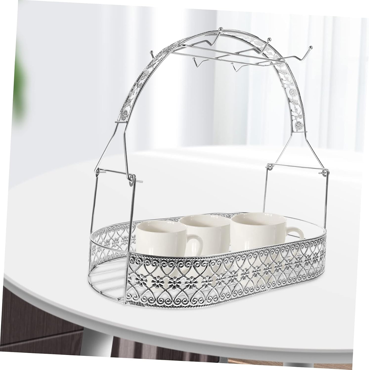 Alipis Water Cup Holder Elegant Drainage Cup Display Shelf for Mugs Bottles Space-Saving Kitchen Organizer Iron Design Stylish Home Decoration