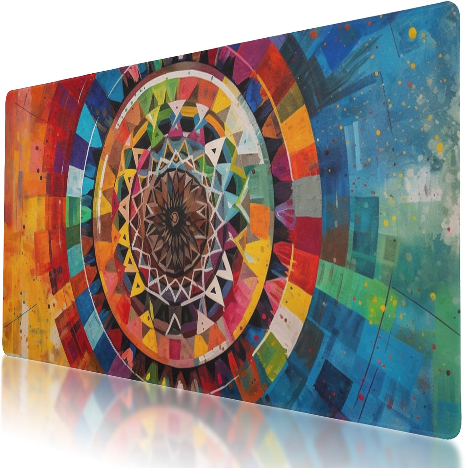 Abstract Cow Skin Painting XL Gaming Mouse Pad, Non-Slip Desk Mat Protector for Office or Home, Easy Gliding Keyboard Pad with Rubber Base