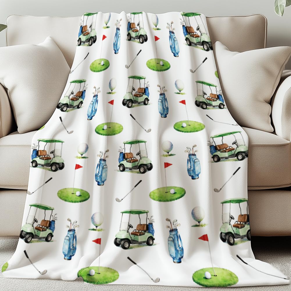 GLOBLELAND Golf Cart Throw Blanket Golf Clubs Pattern 59x51 inch — image 1
