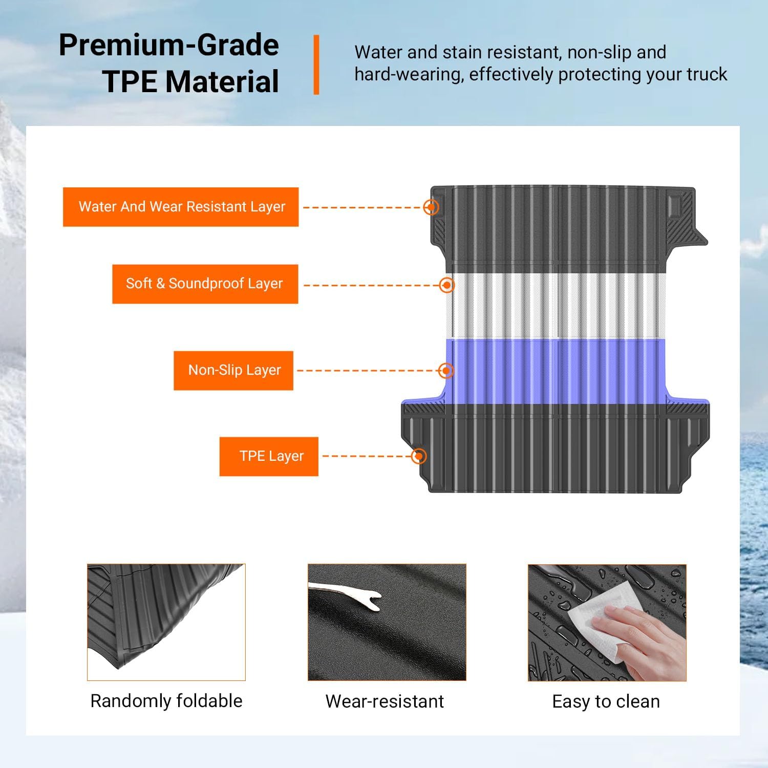 powoq 5.82FT Truck Bed Mat Compatible with 2019-2026 Chevy Silverado GMC Sierra 1500 Truck Bed Liner TPE Cargo Liner Replacement for 2019-2026 Chevy Silverado GMC Sierra Accessories