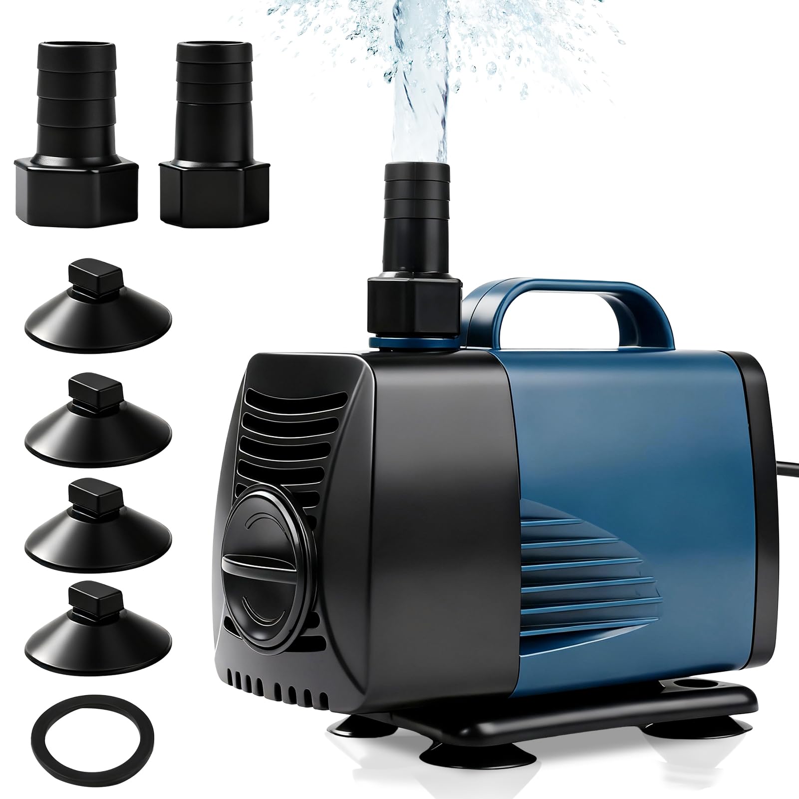 Pompa ad Acqua Sommergibile 85W 5000L/H,Pompa Acquario Ultra Silenziosa,con Cavo 2.8m,4 Basi a Ventosa,per Acquari,Fontane,Stagno di Pesce