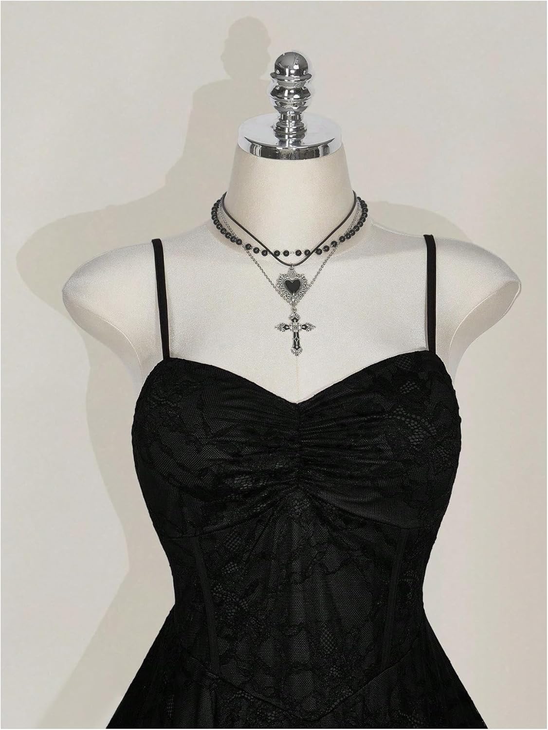 Women's Plus Size Y2k Floral Gothic Dress Mesh Lace Goth A Line Mini Dresses Grunge Ruched Short Cami Sundress - Image 3