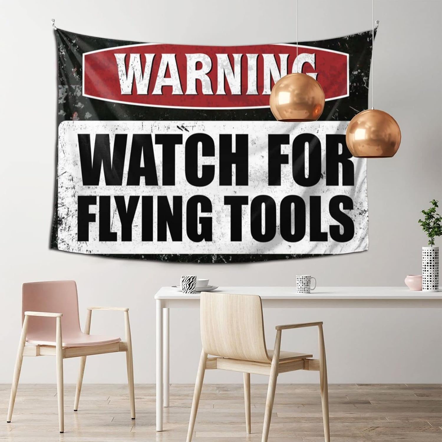 Things For Boys Room Warning Watch For Flying Tools Tapestry Bar Man Cave Decor Man Cave Decorations(75X100CM)