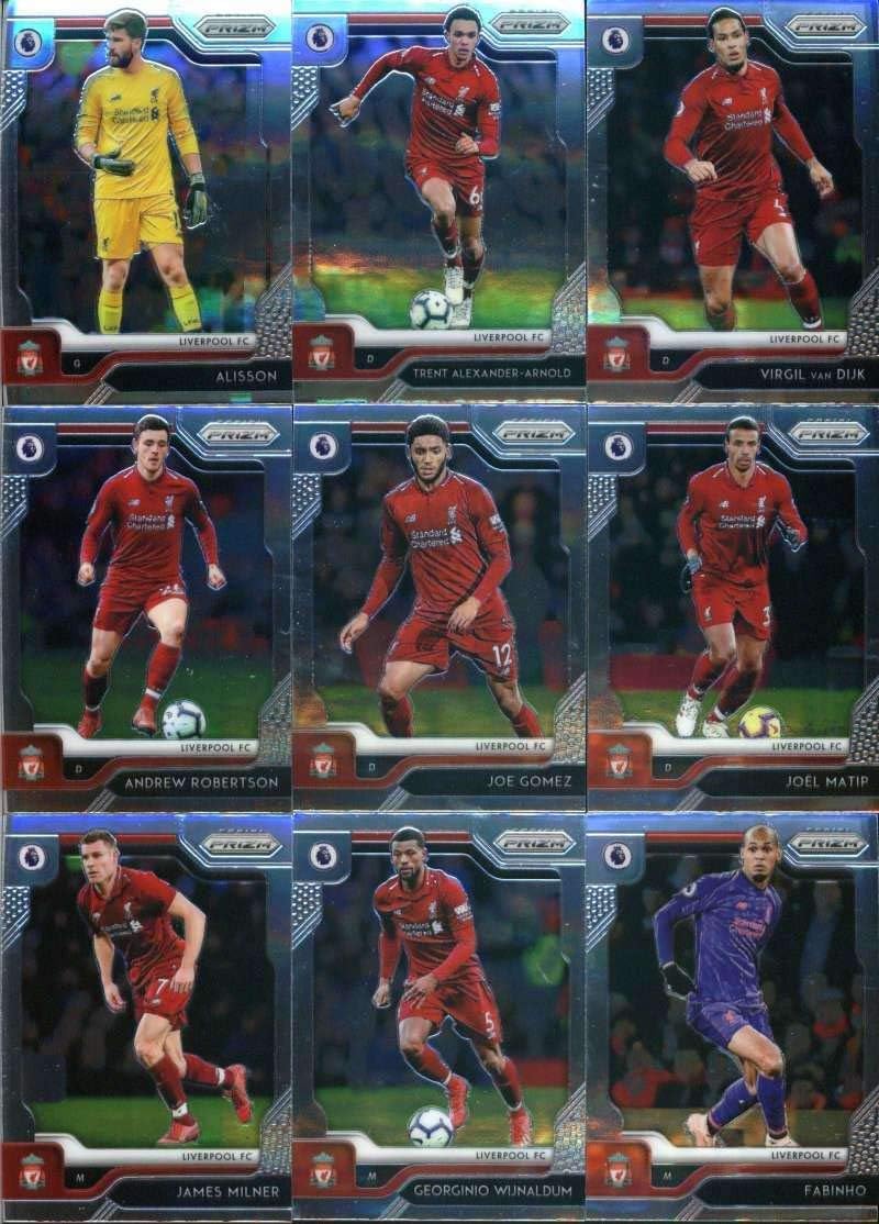 2019-20 Panini Prizm Premier League Soccer Liverpool FC Team Set 18 Cards: Alisson(#84),Trent Alexander-Arnold(#85), Virgil van Dijk(#86), Andy Robertson(#87), Joe Gomez(#88), Joel Matip(#89), James Milner(#90),Georginio Wijnaldum(#91), Fabinho(#92), Naby Keita(#93), Xherdan Shaqiri(94), Adam Lallana(95),Alex Oxlade-Chamberlain(96), Jordan Henderson(97), Divock Origi(98), Mohamed Salah(99), Roberto Firmino(100), Sadio Mane(101)