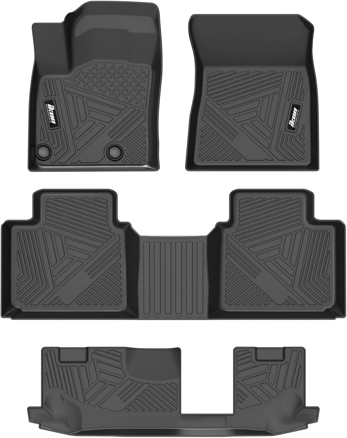 IKON MOTORSPORTS 3D Molded TPE Floor Mats, Compatible with 2022-2025 Mitsubishi Outlander, IKON Style Black All Season Custom Waterproof Non-Slip Floor Liners, Front 2nd Row Interior Accessories 4PCS