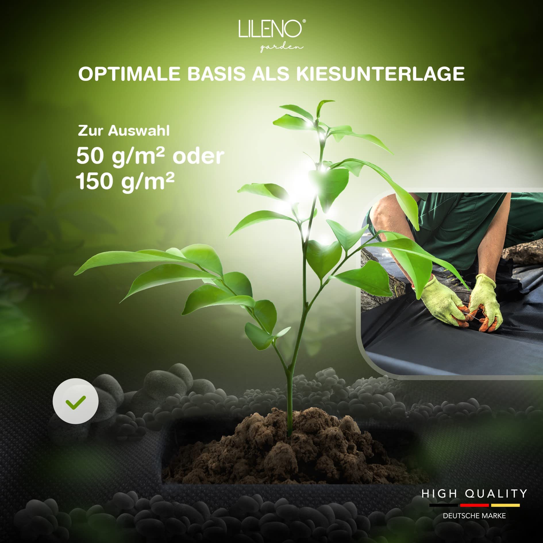 LILENO Home Tessuto Non Tessuto per Erbacce da Giardino Contro Le Erbacce 200 m² [150 g/m²] – Pellicola per Erbacce da Giardino [1 m x 200 m]