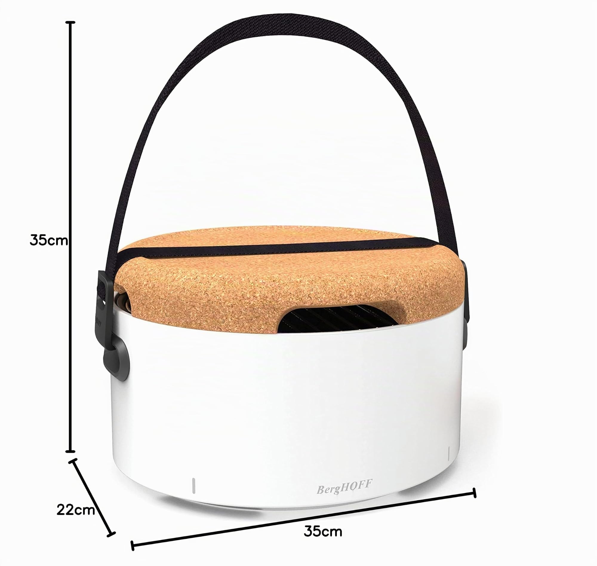 BergHOFF Barbecue Nomade de Table Blanc 2415600 Blanc 35 x 35 x 22 cm