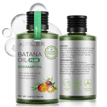 AIPILER Batana Oil for Hair Strenthening Dr Sebi 100% Pure and Raw Honduras Hair Treatment Oil - Pre or Post Shower Hair care for Curly/Coily/Wavy Hair 3.38 fl ozRosemary