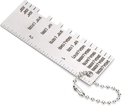 Miniatura 4 de DEWIN Medidor de espesor de chapa metálica, alambre de acero inoxidable, calibre de espesor, herramienta de inspección de tamaño plateado, 2.83 x