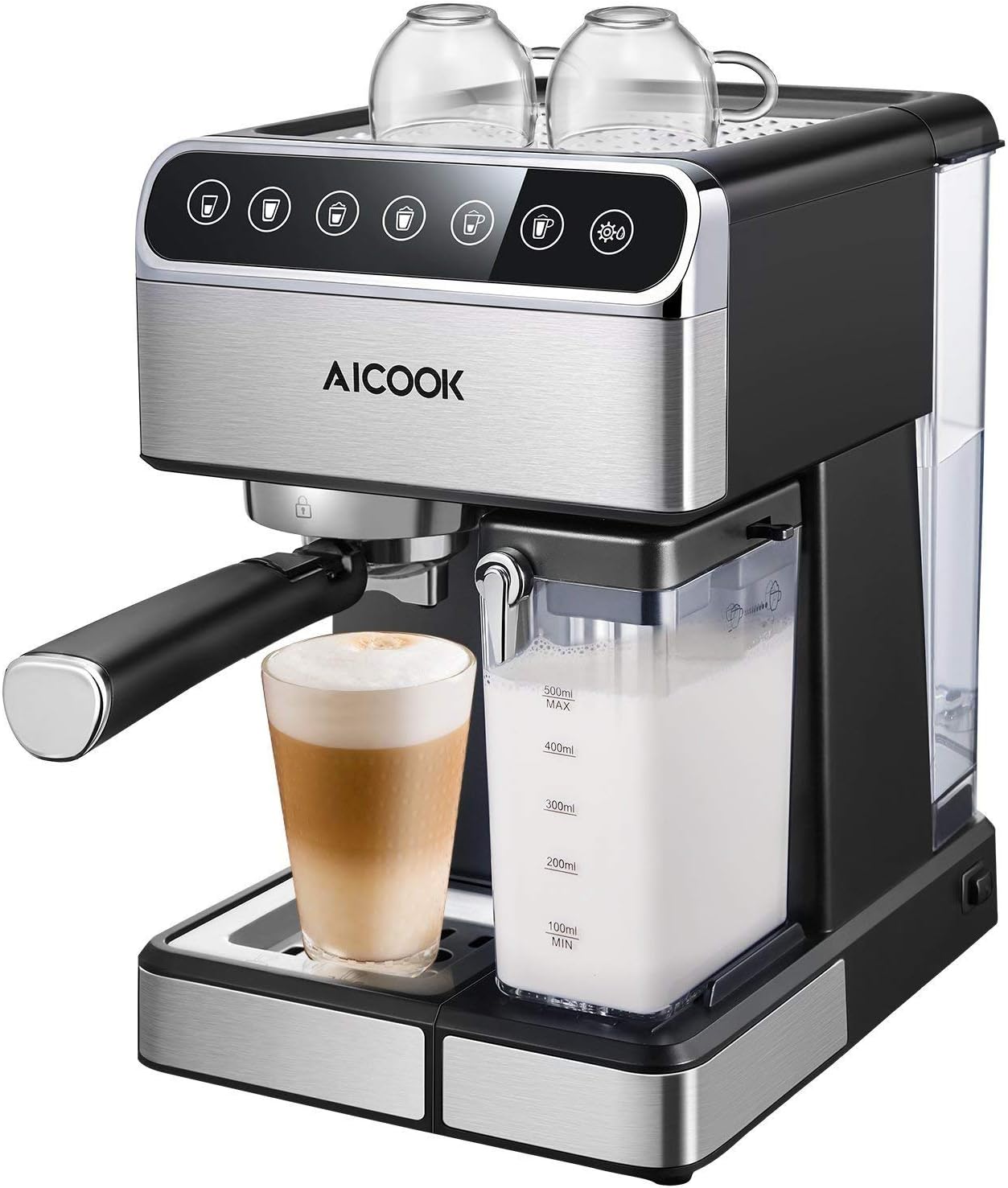Aicok Cafetera Espresso 15 Bares, Cafetera Cappuccino y Latte, Boquilla de  Espuma de Leche Profesional | 1.5 L Tanque de Agua | Calentamiento Rápido |  2 Tazas Función | Todo Acero Inoxidable Plata : Hogar y cocina