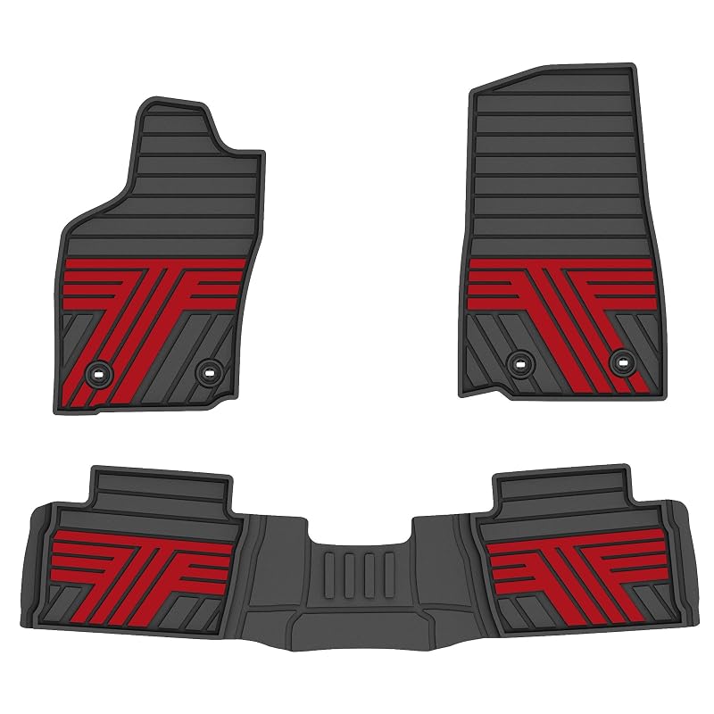 Tapetes automotivos de borracha para Toyota Tacoma 2024–2026, preto e vermelho, Double Cab automático, kit com 3 peças