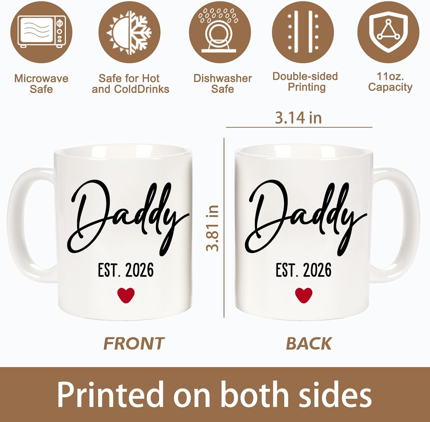 Mommy Daddy Coffee Mug Set EST 2026 for Expecting Parents – Pregnancy Announcement Mugs for New Parents, Baby Shower Gifts for Mom and Dad - Image 2