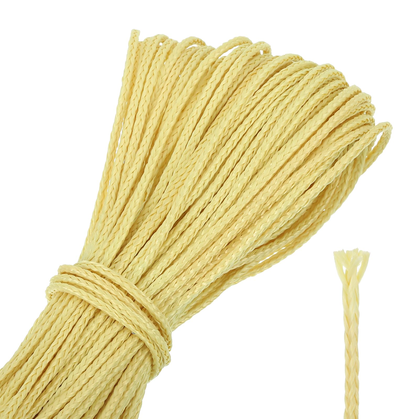 sourcing map 120Ft Braided Fishing Line, 300lb 1.3mm Diameter Multipurpose Utility Paracord Line Wind Chime String Kite Line for Camping, Hot Air Balloon, Outdoor Survival, Yellow