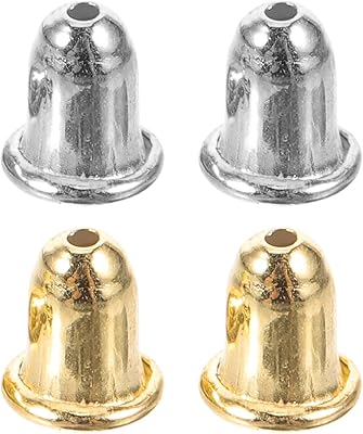 Earring Backs Replacement 2 Pairs Metal Earring Backs DIY Earring Stoppers Ear Stud Backs Earring Backing Replacements for Girls Silver Golden Metal Earring Backs