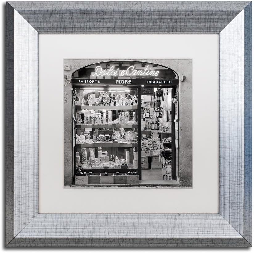 Dolci e Cantine by Alan Blaustein, White Matte, Silver Frame 11x11-Inch