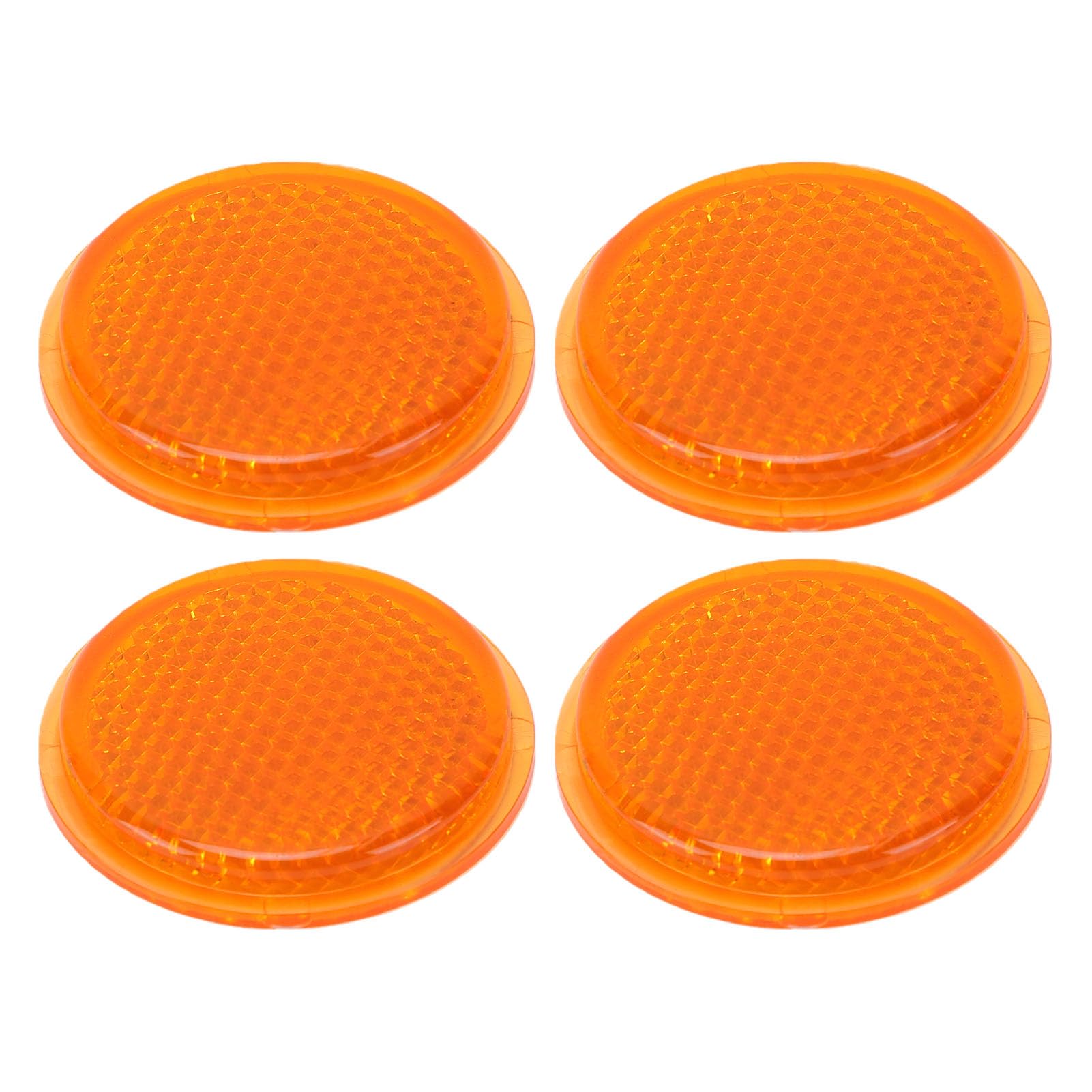 Goshyda 4pcs Orange Round Reflectors 45mm Universal Adhesive Trailer Reflectors for Trucks Boats RVs Campers, Weather Resistant Safety High Visibility