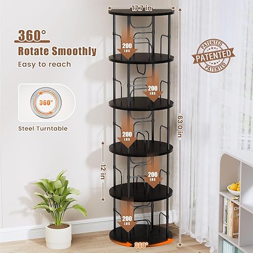 Miniatura 2 de ALLSTAND Estantería giratoria de 5 niveles, torre giratoria apilable de 360 , estantería giratoria de pie estrecha que ahorra espacio, estantería