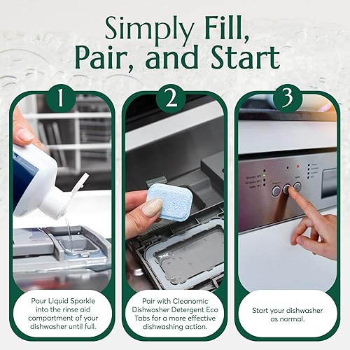 Miniatura 4 de CLEANOMIC Liquid Sparkle - Abrillantador de platos - Ayuda de enjuague para lavavajillas