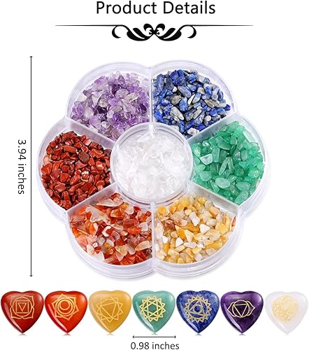 Miniatura 12 de CrystalTears 7 piedras de cristal de chakras, cristales curativos de Reiki naturales, piedras preciosas con símbolo de chakra grabado, kit de Piedra