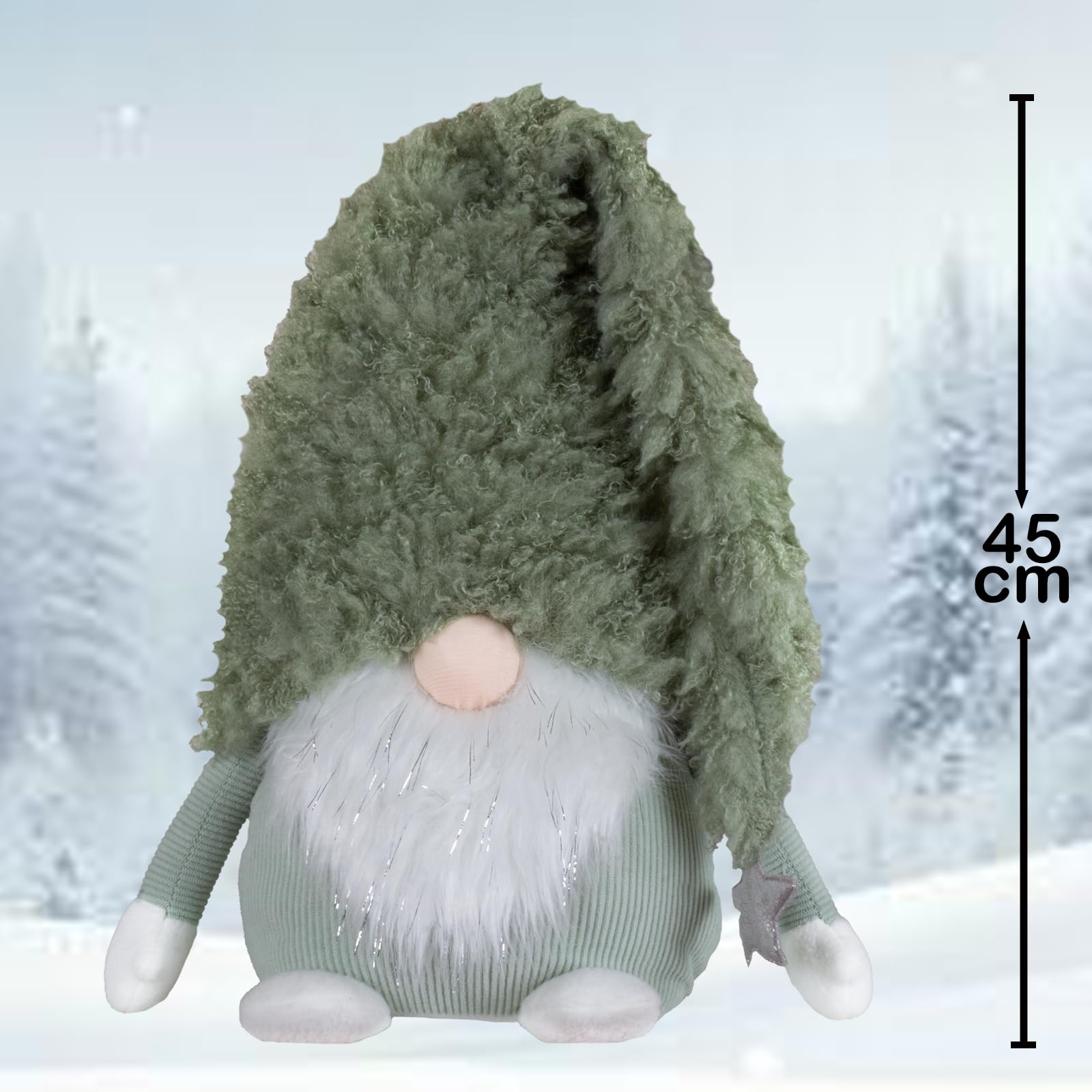 Monopol Christmas Paradise Weihnachtswichtel sitzend 45cm Gnom Dekofigur Zipfelmütze Mint-grün