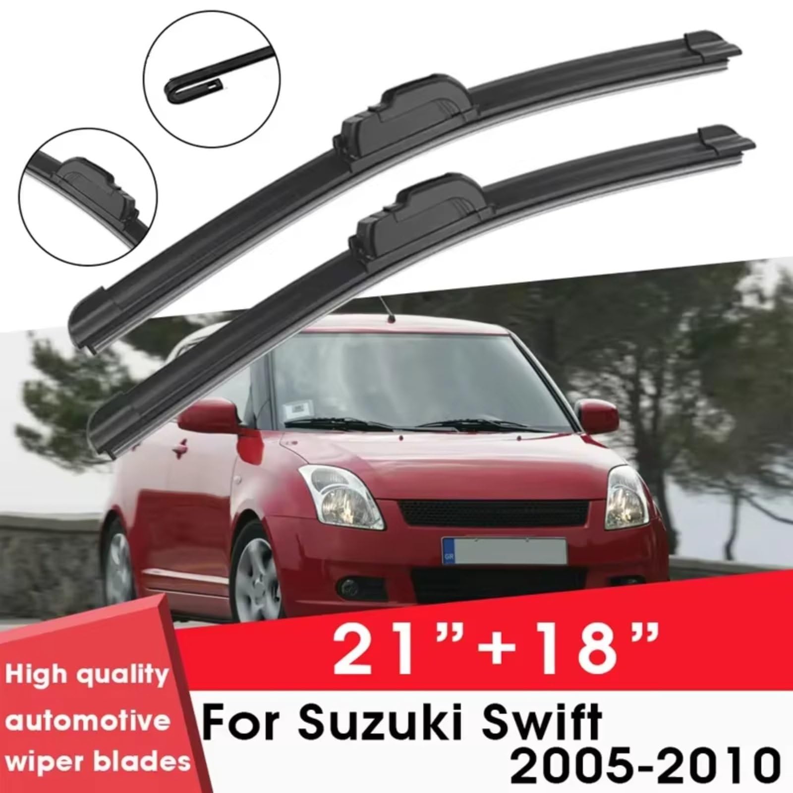 Kit Limpiaparabrisas Compatible Con Suzuki Para Swift 2005 2006 2007 2008 2009 2010 21"+18" Limpiaparabrisas De Goma De Silicona Accesorios Para Limpiaparabrisas Escobillas Limpiaparabrisas