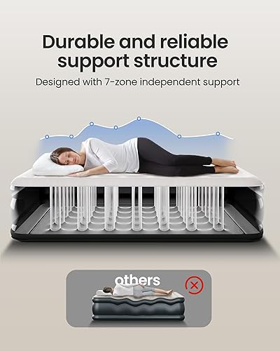 Miniatura 8 de OhGeni Colchón de Aire Full con Bomba Incorporada, 18'' Colchón Inflable Cómodo Blow Up Colchones Inflables para Casa, Invitados, Plegable, Cama