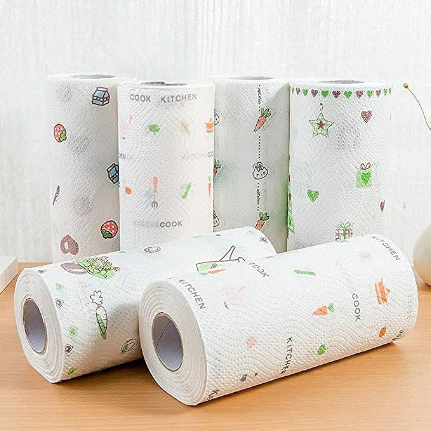 SIXSIGMA® Non-Woven Kitchen Printed Tissue Roll Non-stick Oil-Absorbing Paper Roll Kitchen Special Paper Towel Wipe Paper Cleaning Tools Ideal for the Kitchen Bowl, Dish and Pot (Multicolor) Pack 1-image-38