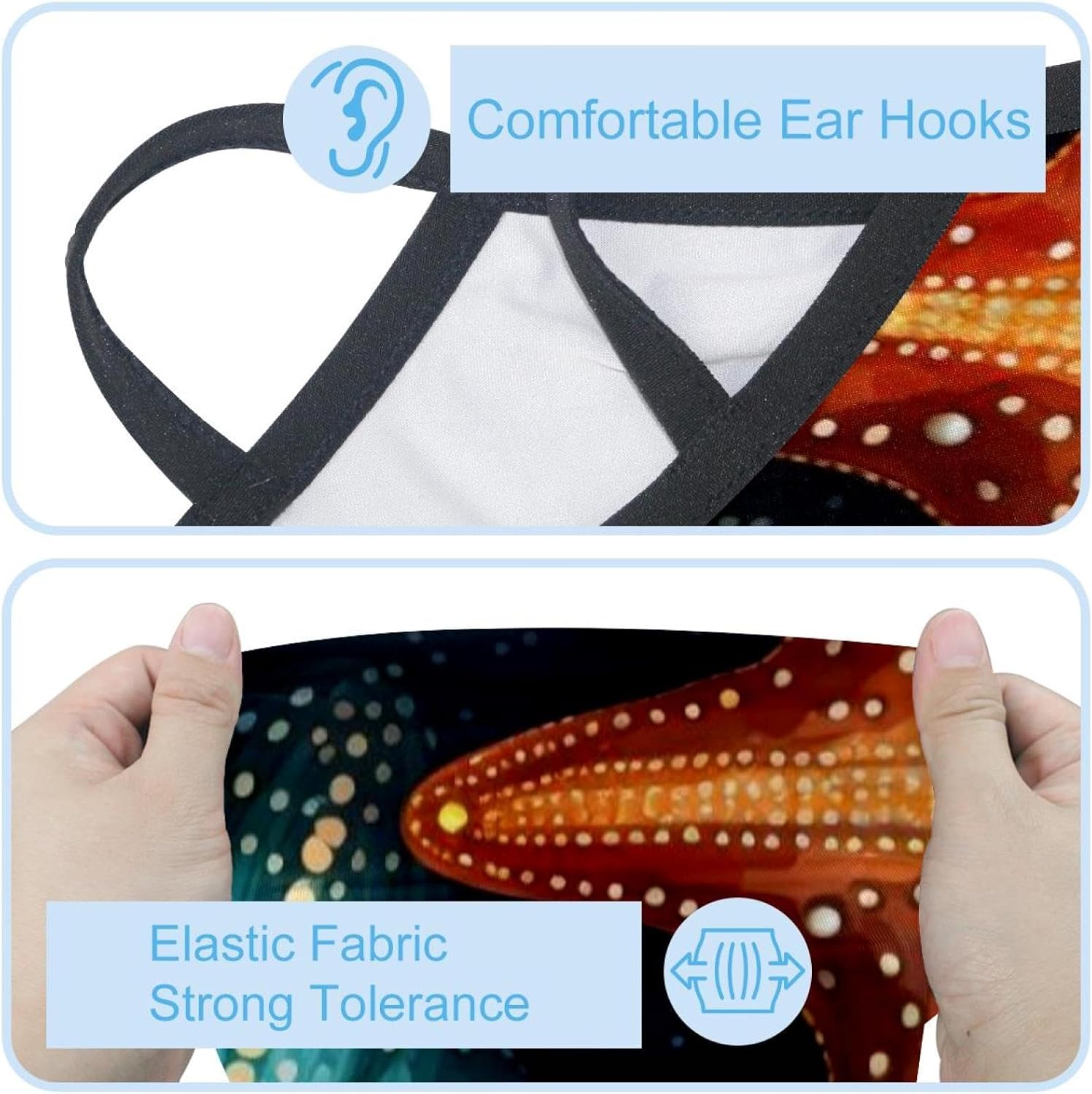 4 Pieces Summer UV Protection Cooling Neck Gaiter Face Clothing Neck Gaiter Mask Scarf Sunscreen Breathable Bandana, Starfish