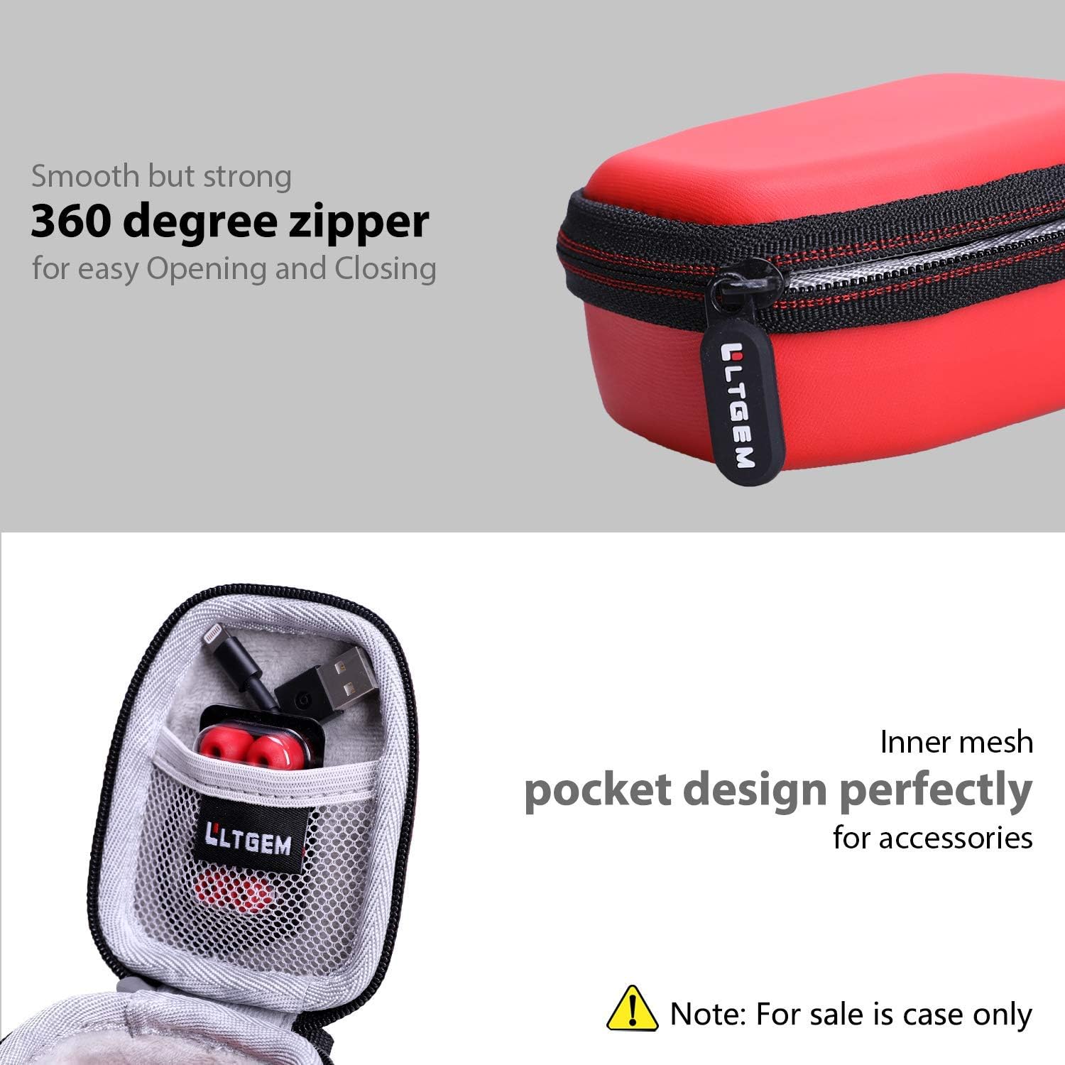 LTGEM Hard Case for Powerbeats High-Performance Wireless Earphones & Powerbeats 3 Wireless Earbuds - Travel Protective Carrying Storage Bag with Carabiner-Red (Sale Case Only)