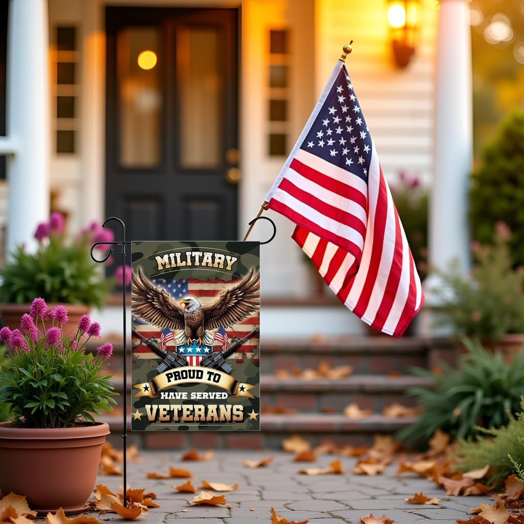 Proud Military Family Garden Flag 12x18 In Doublesided Eagle Camouflage American Flag Outdoor Decor for Army Veterans, All Service Branches, Memorial Day & Veterans Day - Image 8