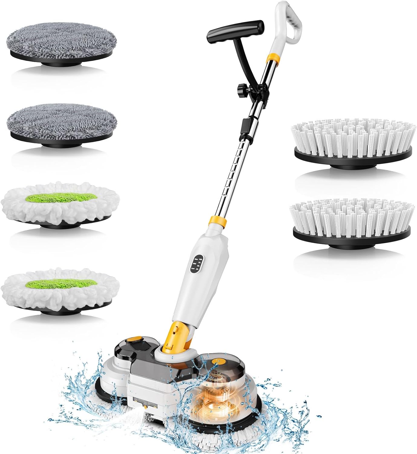 Cordless Electric Mop for Dewalt 20V Battery (NO Battery), 2 in 1 Automatic Spin Mop & Electric Floor Scrubber Machine with LED Light & Water Spray, 800 RPM Rotating Electric Mops for Floor Cleaning