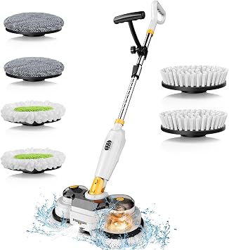 Cordless Electric Mop for Dewalt 20V Battery NO Battery, 2 in 1 Electric Spin Mop & Electric Floor Scrubber Machine with LED Light & Water Spray,800 RPM Electric Mops for Floor