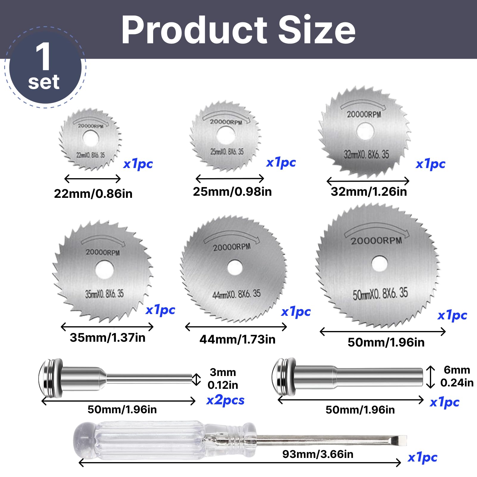 10 Pezzi Dischi da Taglio per Dremel, set mini lame HSS ad alta velocità, 6 misure per legno, plastica, alluminio, rame, metalli morbidi, accessori per bricolage e precisione
