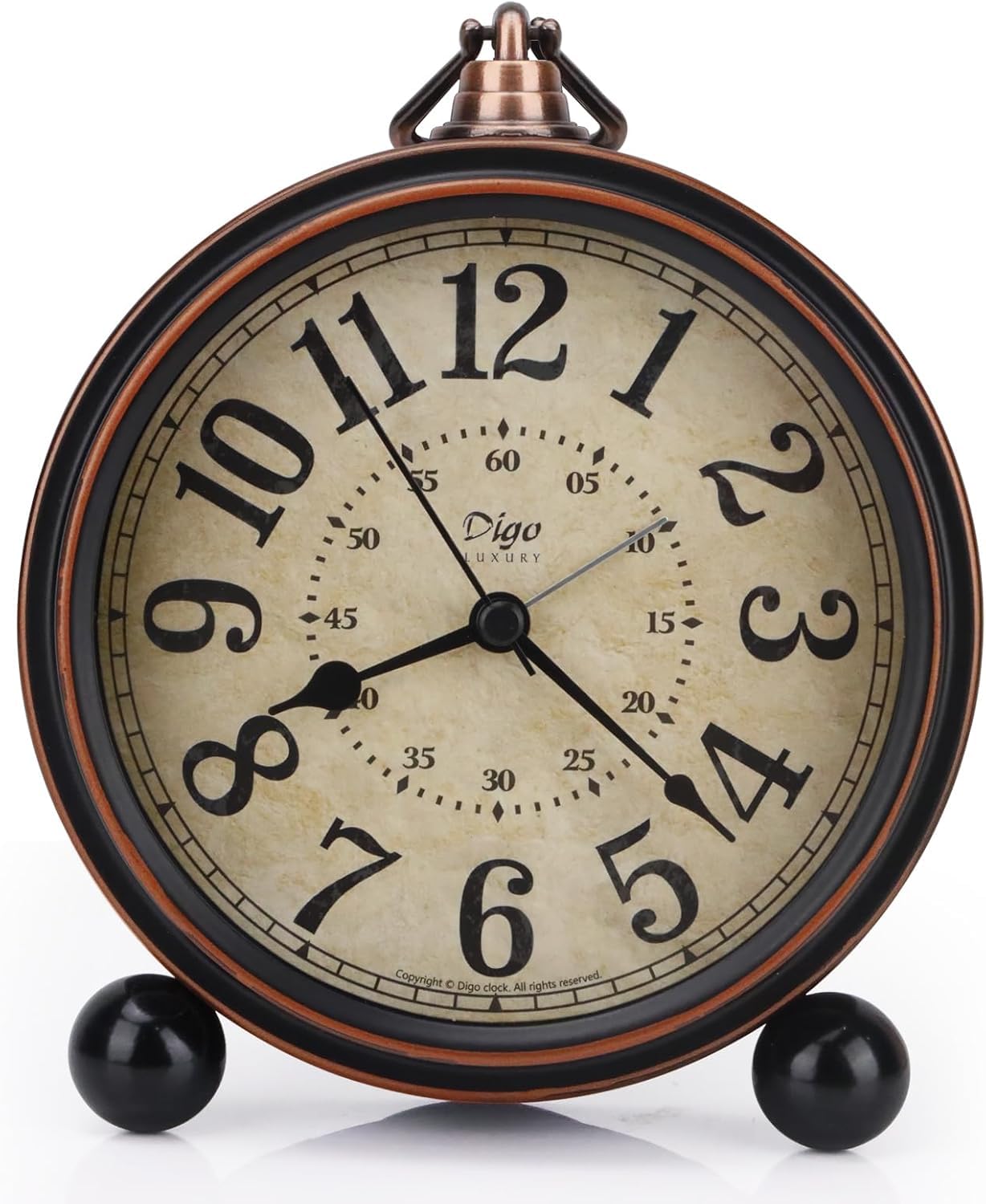 Reloj sin tictac molesto vintage analógico con movimiento de cuarzo para oficina