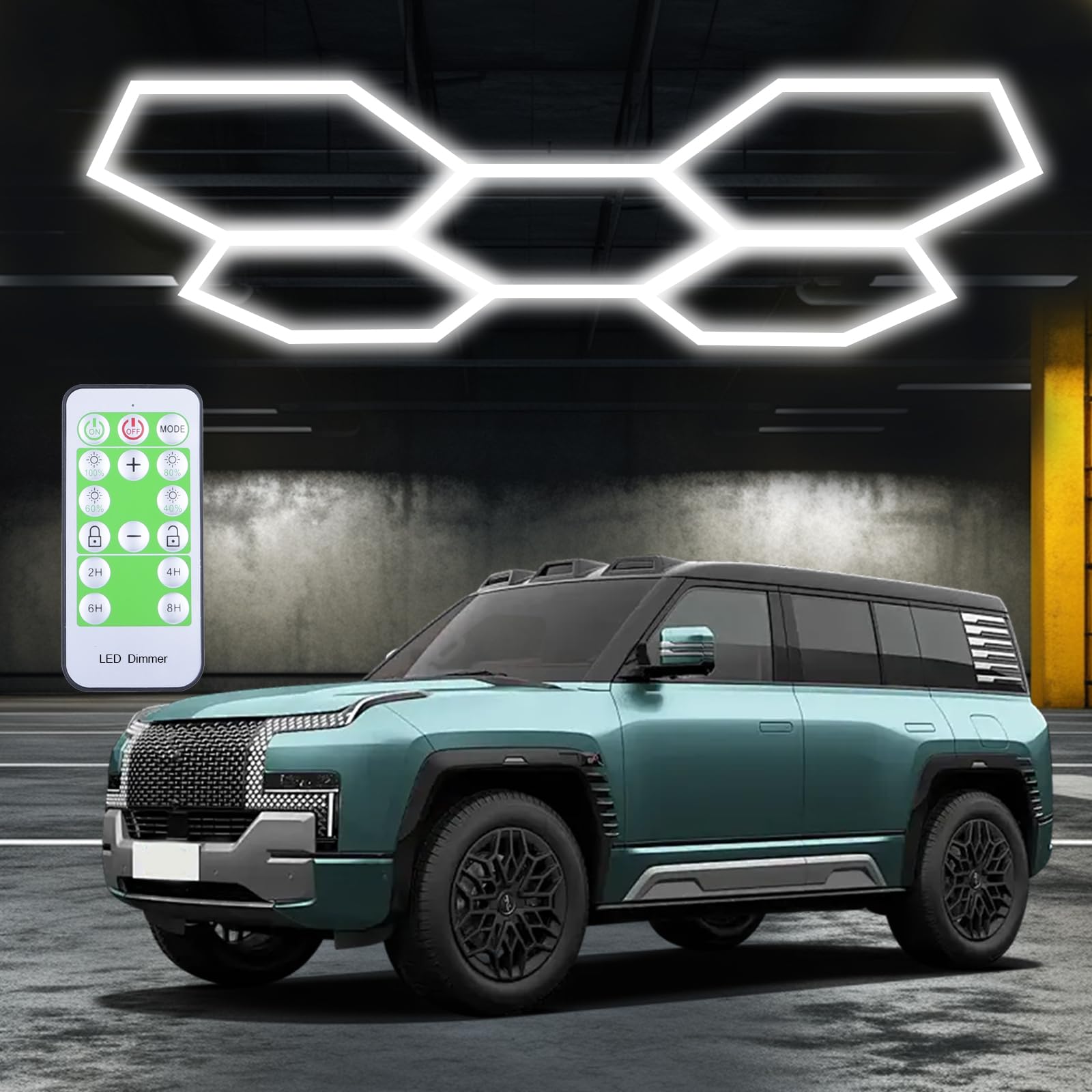 Photo 1 of ollrieu Garage Hexagon Lights, 60W 24V 6500K Higher Brightness Hex Garage Lights, Plug and Play, Lightweight DIY Assembly Hexagonal Light for Car Detailing Auto Beauty Shop Decor?with Remote Control?