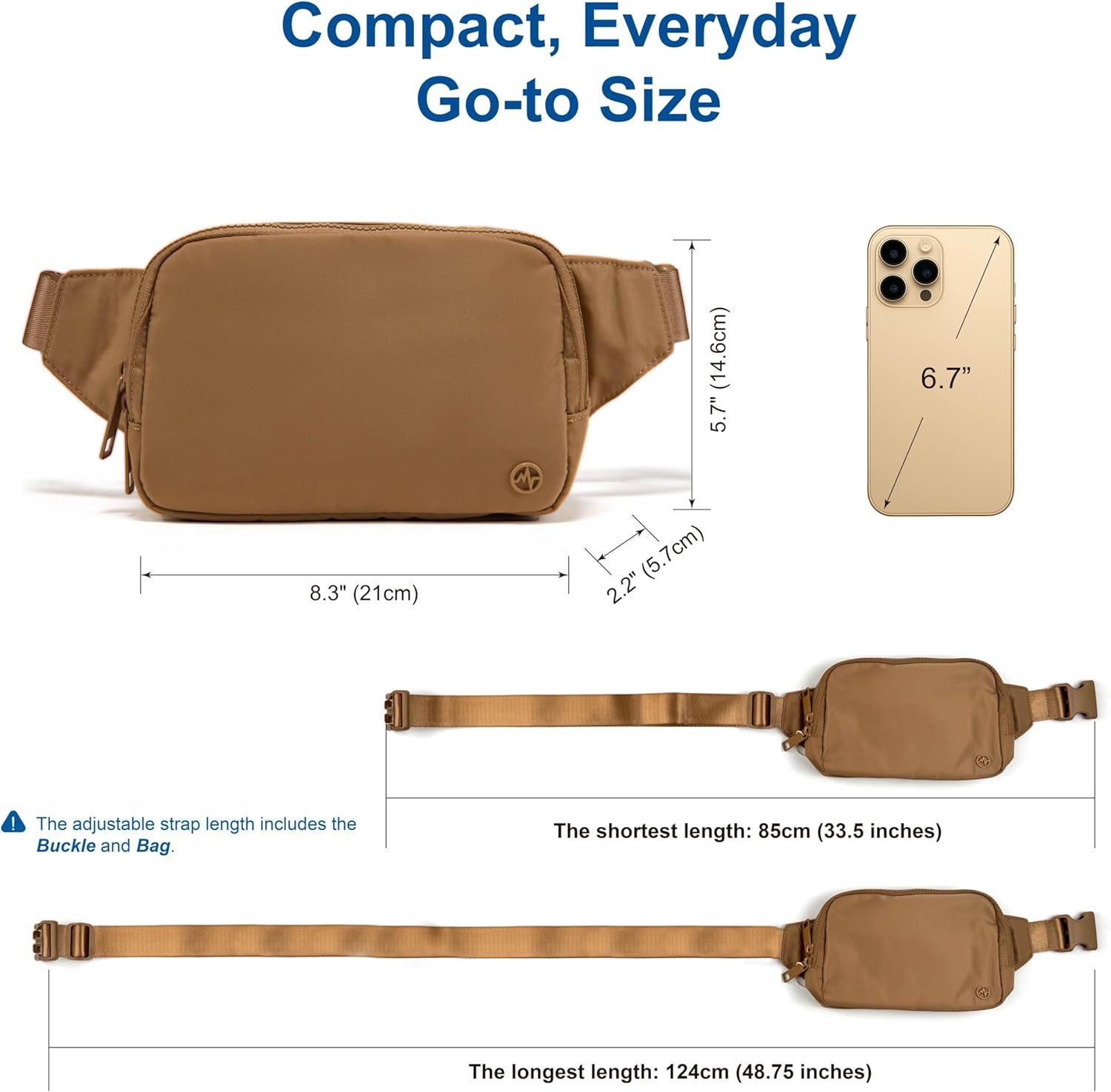 Pander Belt Bag Large 2L, Nylon Fanny Pack Purse for Women and Men with Adjustable Strap - Image 4