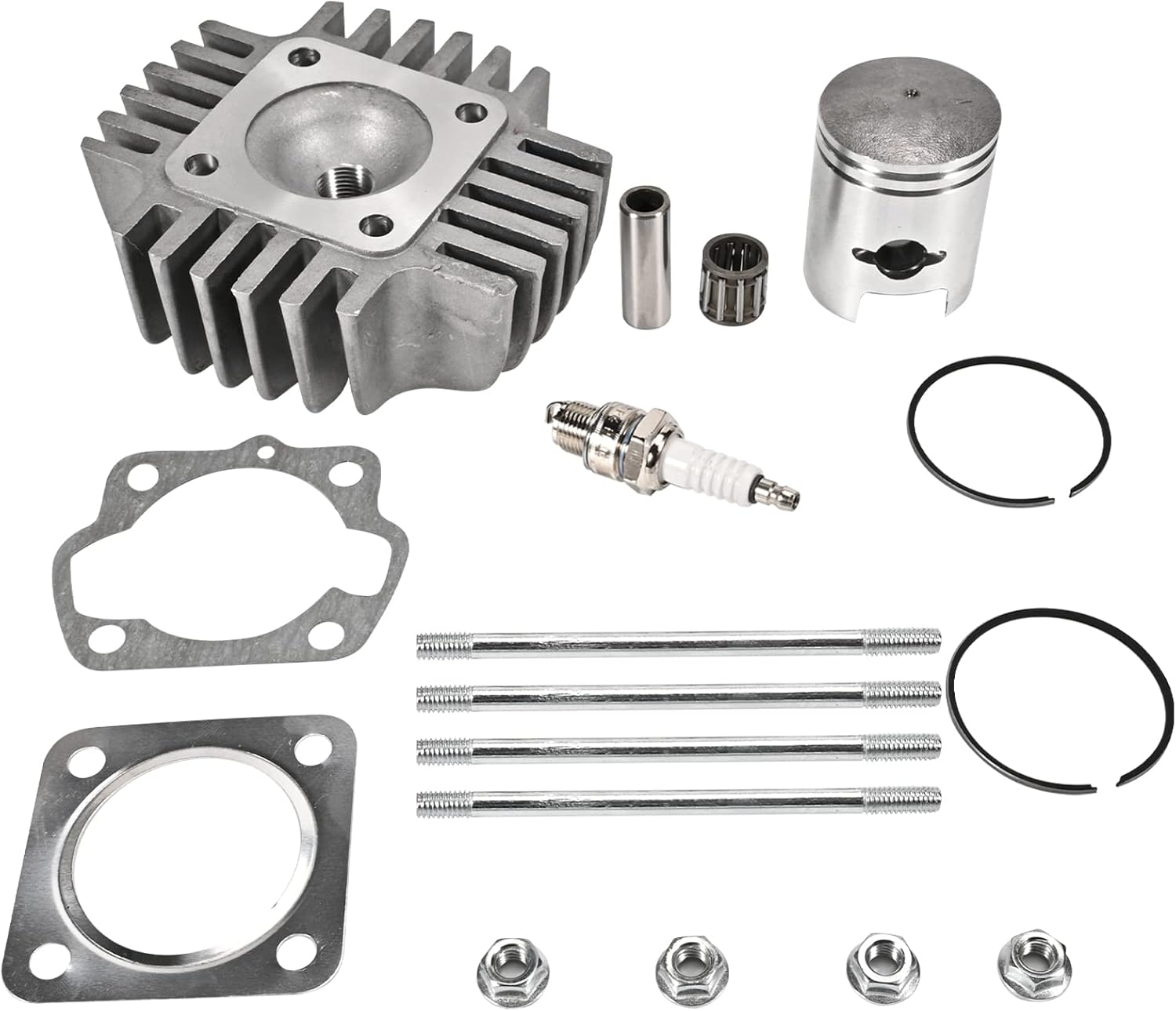 41MM Bore 49CC Top End Rebuild Kit Cylinder Head Piston Rings Compatible with Suzuki ALT50 KDX50 Quadrunner LTA50 JR 50 JR50 1978-2006 12151-04700