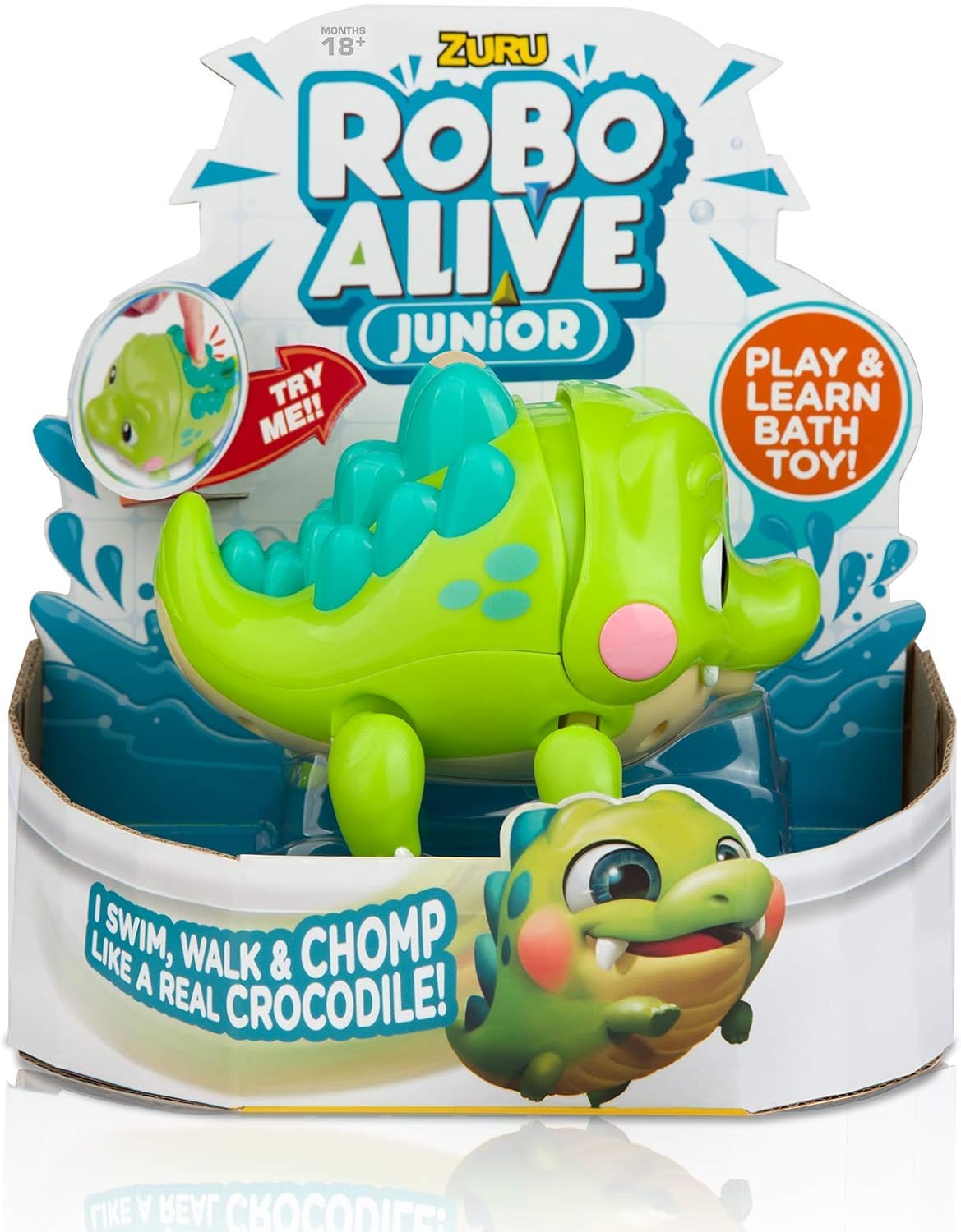 Robo Alive Junior Battery-Powered Baby Crocodile Bath Toy by ZURU , Green