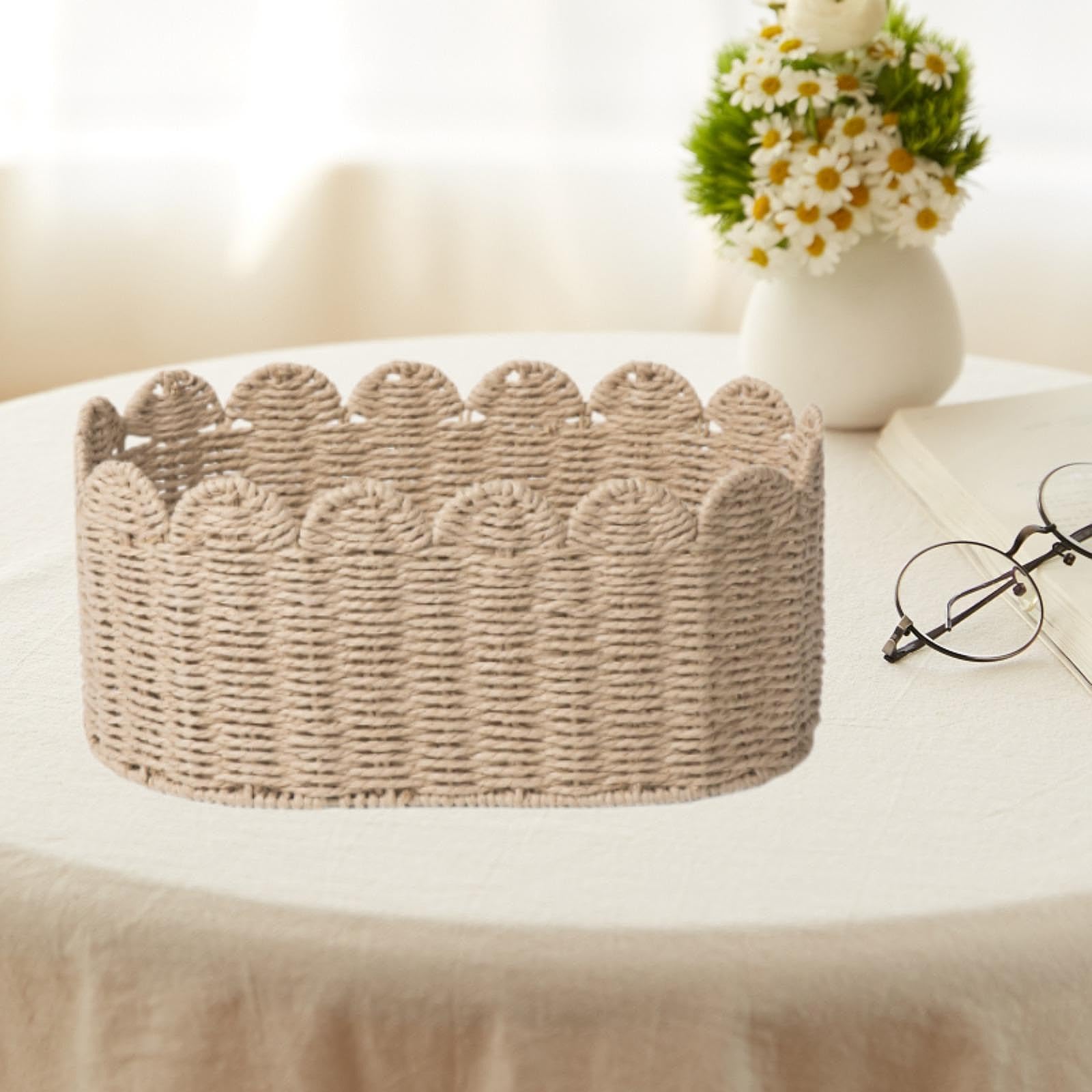BNF®Handwoven Storage Basket Desktop Cosmetic Box for Shelf Countertop Farmhouse Large|Home & Garden|Household Supplies & Cleaning|Home Organization|Storage Bins & Baskets 2