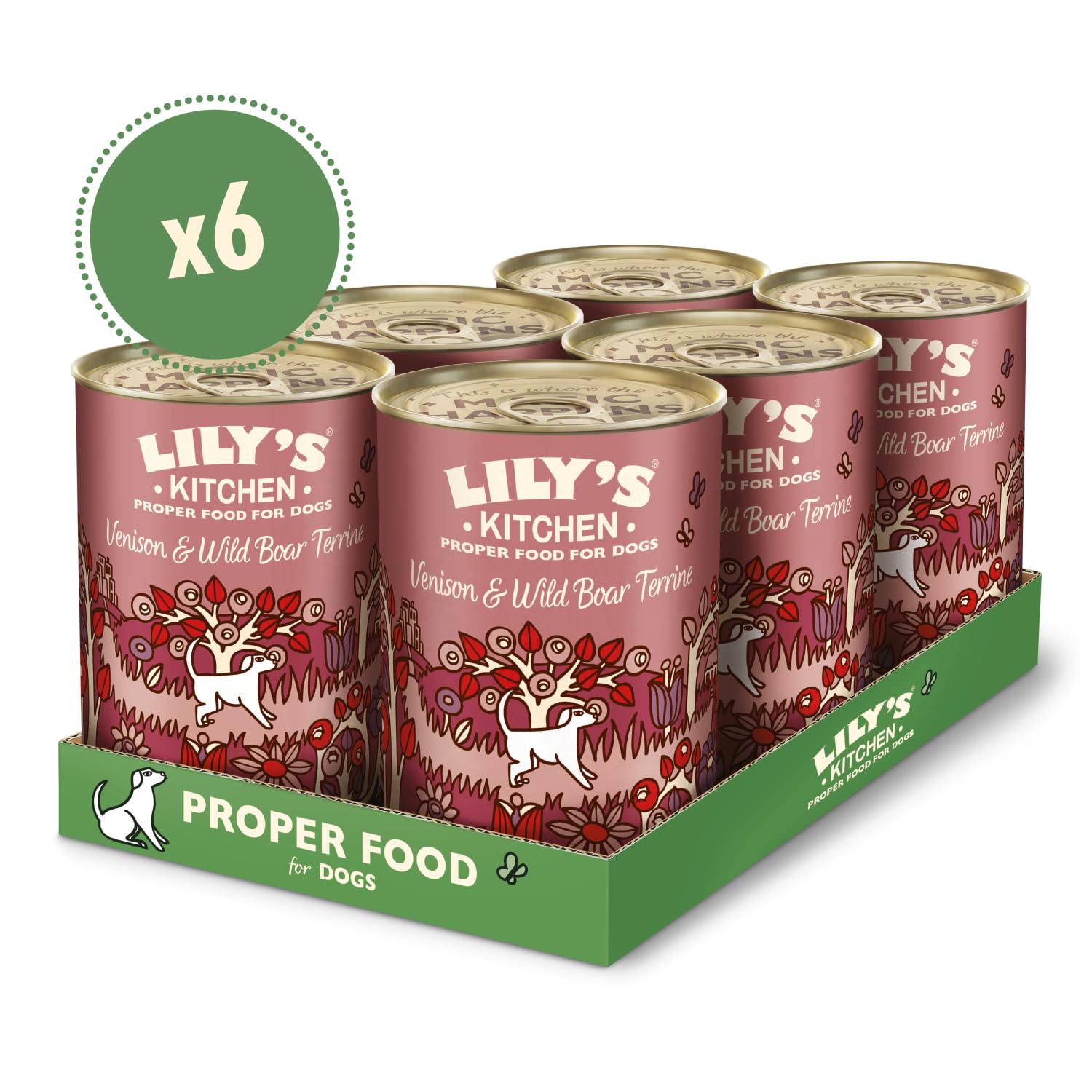 Lily’s Kitchen Fabriqué à partir d’ingrédients naturels Boîte d’Aliments humides pour Chiens Adultes au Terrine au Chevreuil, au Sanglier et aux Pommes de Terre 6 x 400g