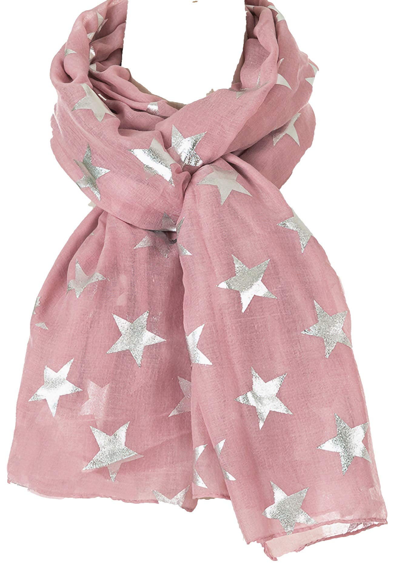 World Of Shawls Dusky Pink Glitter Star Print Scarf Wraps Shawl Soft Scarves (Dusky Pink)