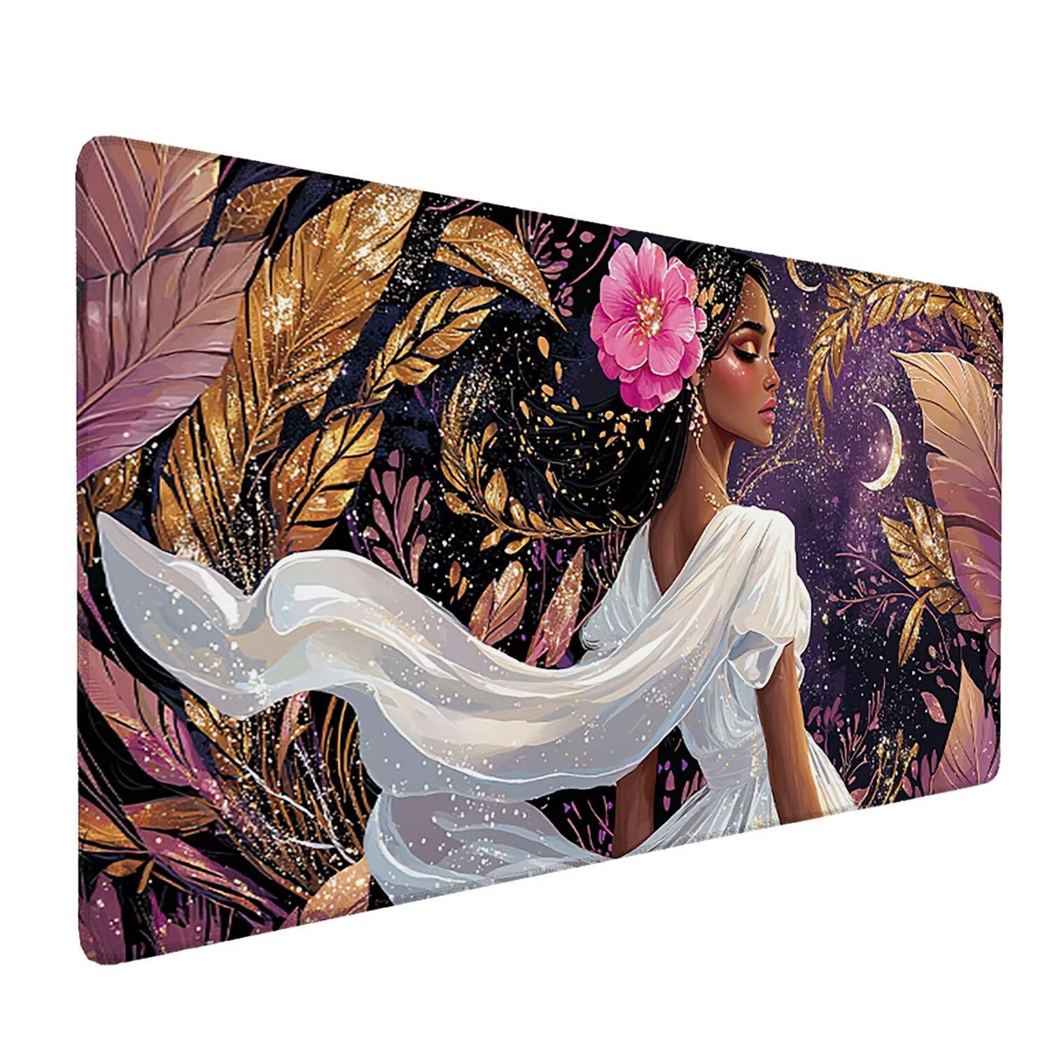 Tappetino per Mouse Gaming XXL 1600 x 800 mm – Ufficio Mousepad Grande – Migliora la Velocità e la Precisione – Tenuta Stabile – Lavabile – Sottomano per Ufficio Accessori Scrivania (Donna Fiori) G662