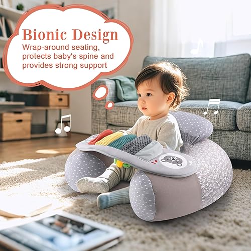 Miniatura 2 de Baby Donut Sit Me Up - Asiento de piso mejorado para 3-36 meses, asiento inflable para bebé en forma de U más ancho con funda, silla de actividades