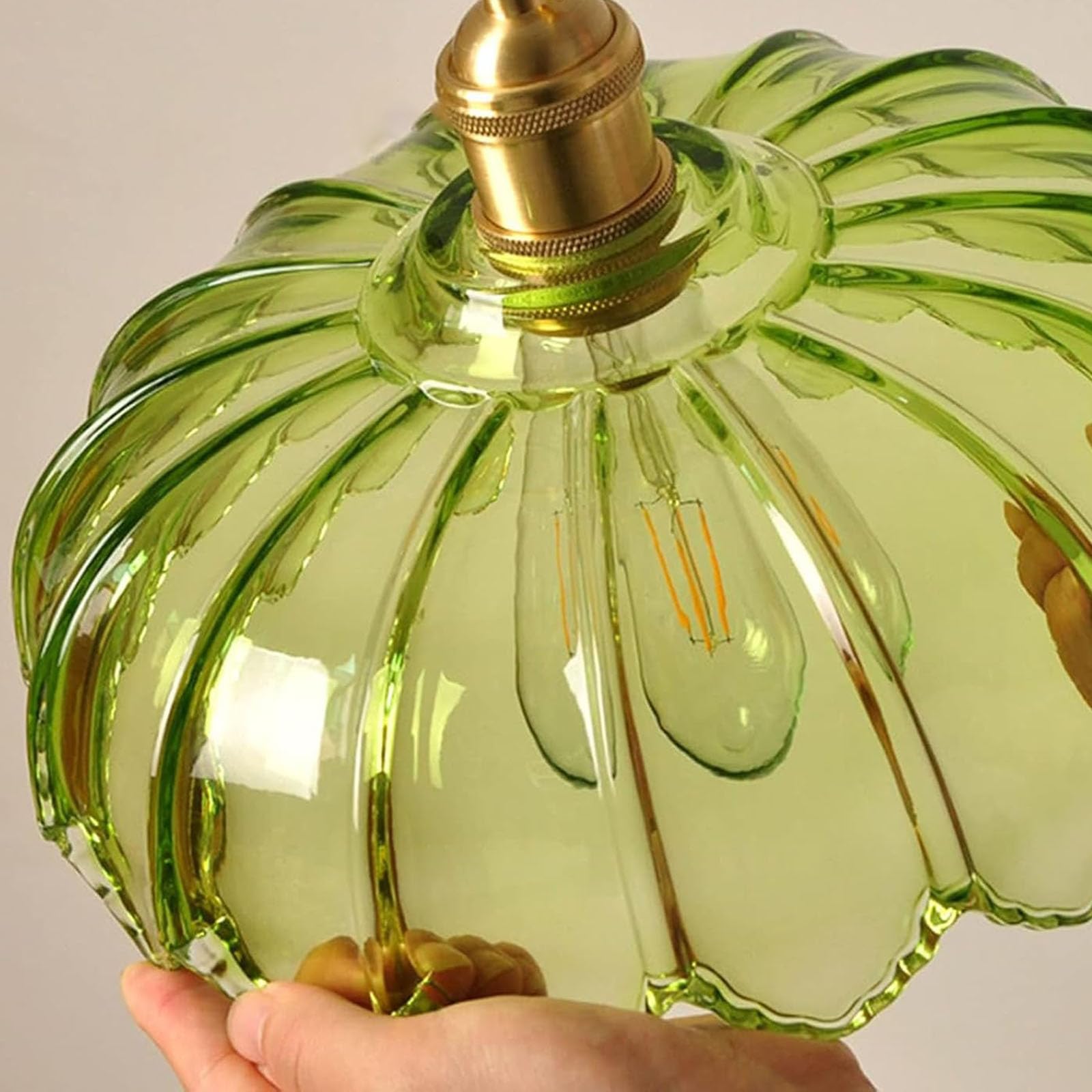Lustre Luminaire en Verre Vert Rétro Suspension Créativité Fleur Décoration E27 Éclairage de Plafond Laiton Intérieure Suspendues Pour Salon Salle à Manger Chambre
